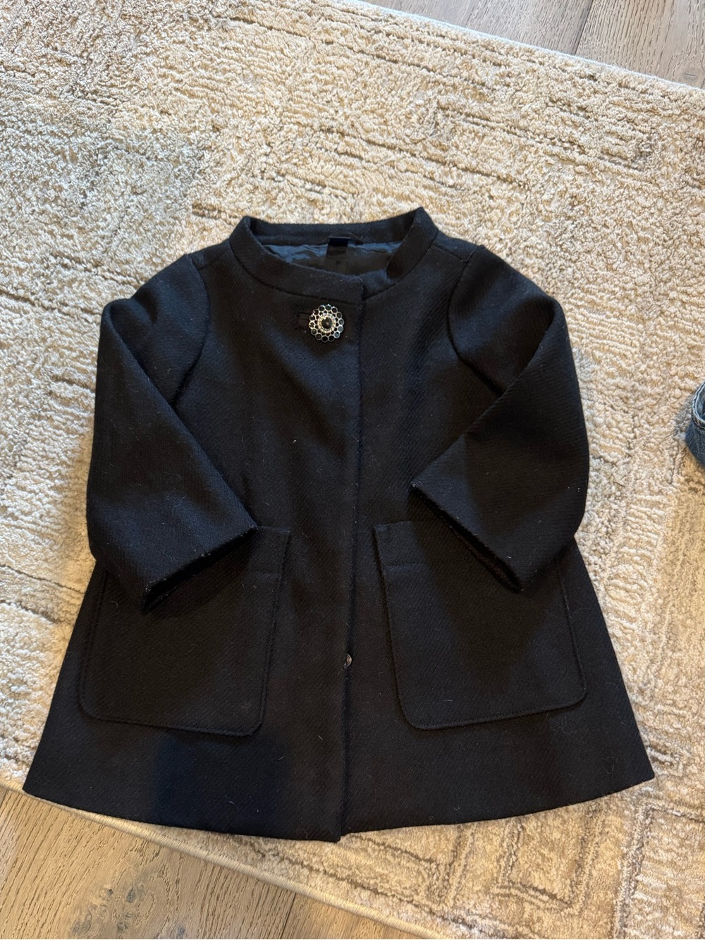 GAP Girls Black Pea Coat with Decorative Button
